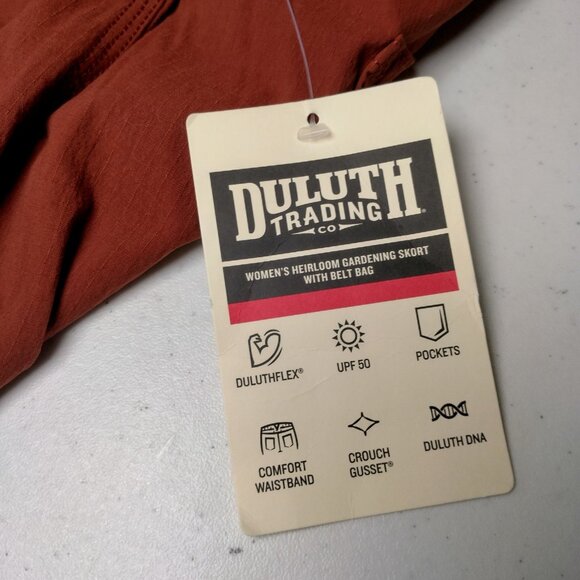 Duluth Trading Heirloom Gardening Skort w Belt Bag Large Rust Rip Stop Stretch - Picture 6 of 16